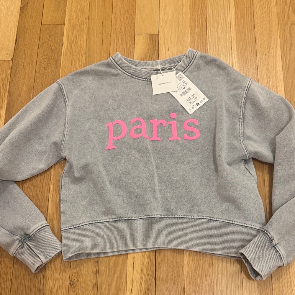 Zara Gray Cropped Sweatshirt 11/12